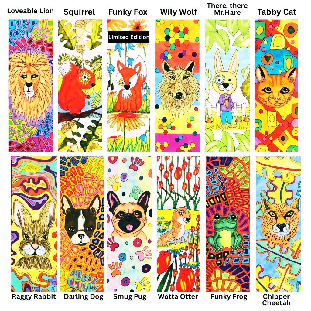 ACanvasaDay's tweet image. The ideal gift for your avid reader, to say thank you, or just because...
Printed on high gloss 400 gsm card.
£1.50 each
Any 4 for £5
All 12 for £12, inc limited edition, double sided, fox* only available in full set.
DM me with your choices & I'll list them for you!
#bookmarks