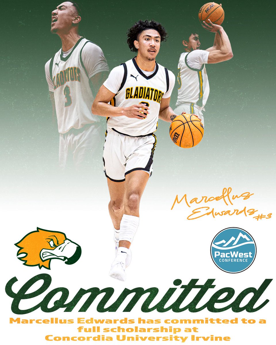 ChabotBasketbal's tweet photo. Gladiator 6’3 Soph PG 2 X 1st team Coast North Conference selection Marcellus Edwards has committed to a full scholarship to Concordia University
@VerbalCommitsD2
@cellskii 
@ConcordiaIrvine 
@chabot_college
@sgnlthelgthoops
@ARHSbasketball
@Jareeddd52
@schwab_matt https://t.co/Ae16ILBllS