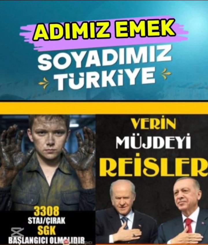 <a href="/yegin25367/">Gürkan Ygn.</a> <a href="/Onuronal_/">Onur Önal</a> <a href="/RTErdogan/">Recep Tayyip Erdoğan</a> <a href="/isikhanvedat/">Prof. Dr. Vedat Işıkhan</a> <a href="/csgbakanligi/">T.C. Çalışma ve Sosyal Güvenlik Bakanlığı</a> <a href="/tcmeb/">Millî Eğitim Bakanlığı</a> <a href="/memetsimsek/">Mehmet Simsek</a> <a href="/HMBakanligi/">T.C. Hazine ve Maliye Bakanlığı</a> <a href="/yilmaztunc/">Yılmaz TUNÇ</a> <a href="/adalet_bakanlik/">T.C. Adalet Bakanlığı</a> <a href="/ticaret/">T.C. Ticaret Bakanlığı</a> <a href="/TCSanayi/">Sanayi ve Teknoloji Bakanlığı</a> <a href="/tcailesosyal/">T.C. Aile ve Sosyal Hizmetler Bakanlığı</a> <a href="/cbsbb/">T.C. Cumhurbaşkanlığı Strateji ve Bütçe Başkanlığı</a> Kanuna göre bir iş yerinde tam gün çalışan herkes sigortalıdır.E Devlette görülen işe başlama tarihi Ssk başlangıç olmalı💫
<a href="/RTErdogan/">Recep Tayyip Erdoğan</a>
<a href="/dbdevletbahceli/">Devlet Bahçeli</a>
<a href="/isikhanvedat/">Prof. Dr. Vedat Işıkhan</a> <a href="/_cevdetyilmaz/">Cevdet Yılmaz</a> 
<a href="/zorlu77/">Prof.Dr.Kürşad ZORLU</a> 
Adalet Terazisinde 
#TamSigortayla
#EşitTürkiyede
#StajyerÇırağaTamGüven