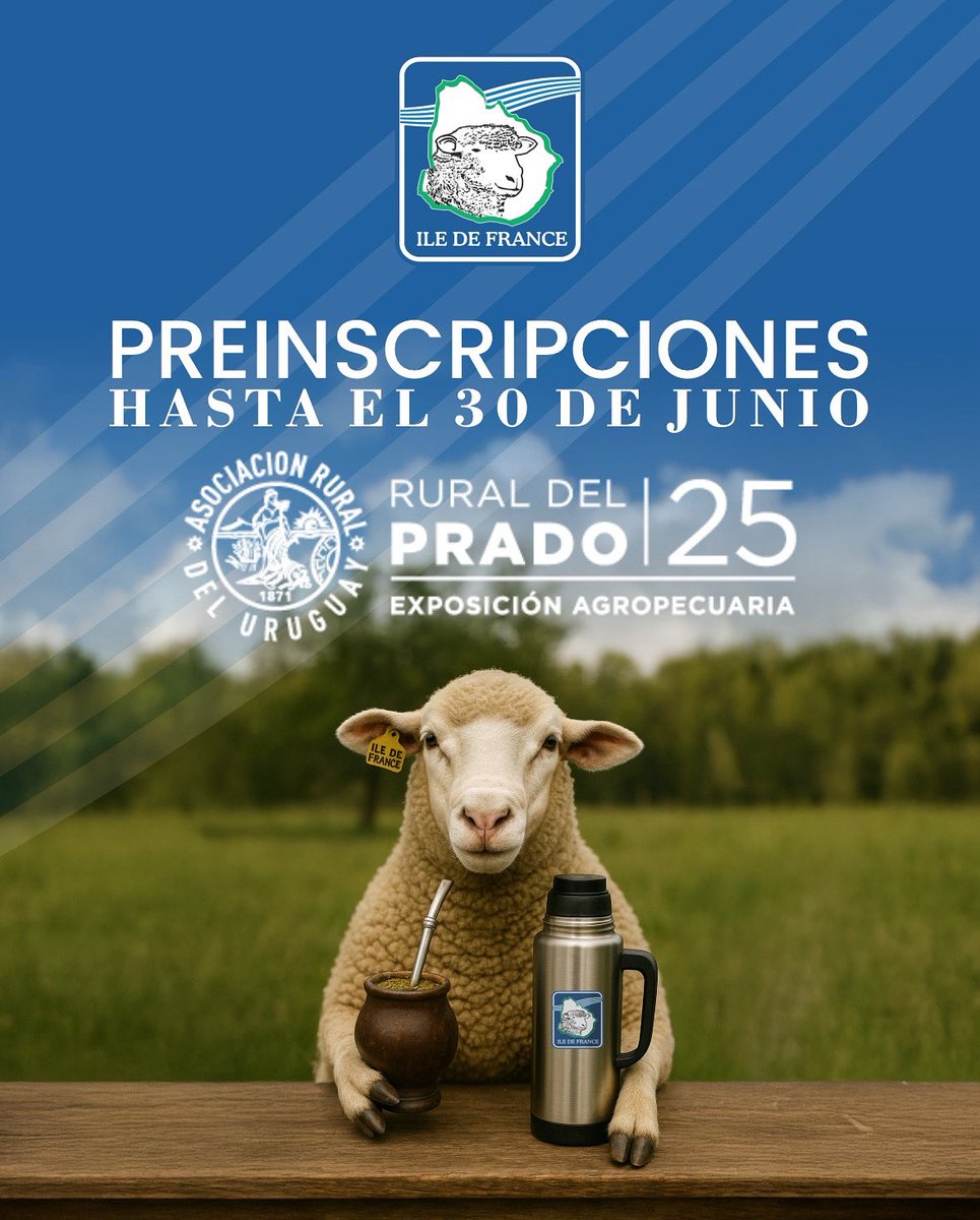 iledefranceuy's tweet photo. 📢¡𝗬𝗮 𝗲𝘀𝘁𝗮́𝗻 𝗮𝗯𝗶𝗲𝗿𝘁𝗮𝘀 𝗹𝗮𝘀 𝗽𝗿𝗲𝗶𝗻𝘀𝗰𝗿𝗶𝗽𝗰𝗶𝗼𝗻𝗲𝘀 𝗽𝗮𝗿𝗮 𝗹𝗮 𝗥𝘂𝗿𝗮𝗹 𝗱𝗲𝗹 𝗣𝗿𝗮𝗱𝗼 𝟮𝟬𝟮𝟱ⵑ

🗓️ Tenés tiempo hasta el 30 de junio.

Mate en mano, ¡nos vemos en el Prado!
#ILEdeFrance #RuralDelPrado #ExpoPrado2025 https://t.co/GHbBCqu7wT
