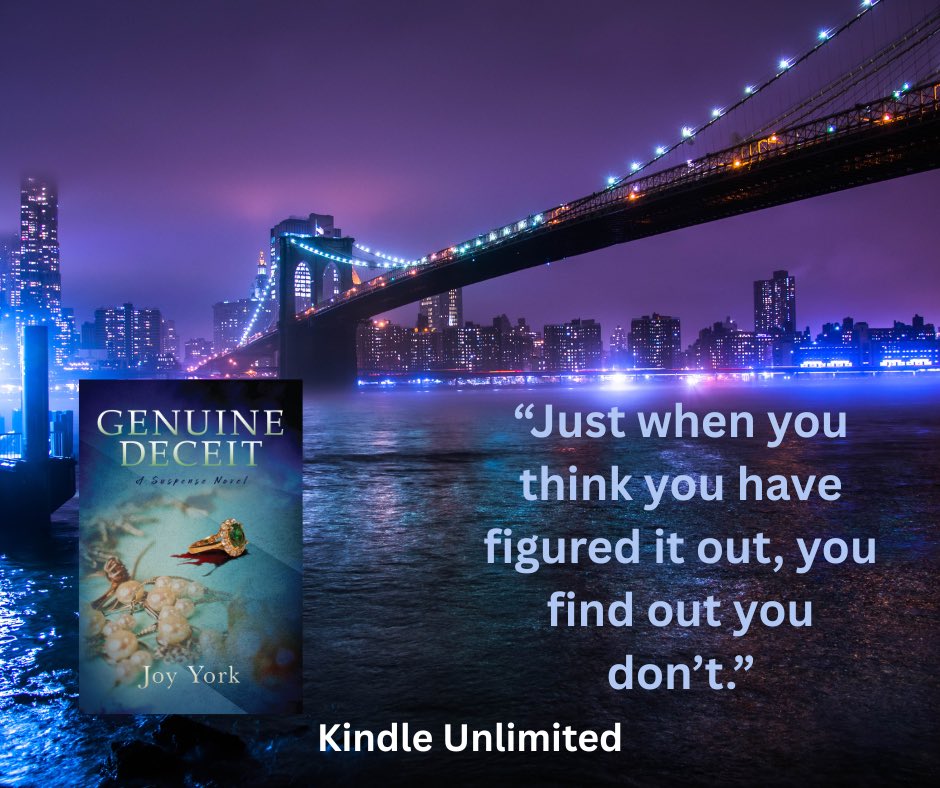 Amazon Review: “Genuine Deceit is a novel filled with intrigue, mystery, unsuspected romance, and twists, including a major one at the end you won’t see coming!”⭐️⭐️⭐️⭐️⭐️

Available on Amazon.
Free with Kindle Unlimited.

#mystery #thriller #romance #crimefiction