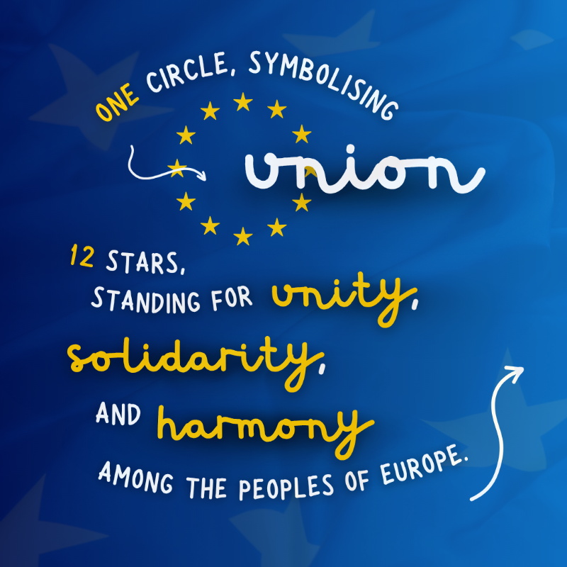 EU_EESC's tweet photo. The one symbol that brings us all together, united in diversity. 🇪🇺 

40 years ago, the @EUCouncil adopted the #EUFlag: twelve golden stars on a blue field.  

Our symbol of peace, unity, and shared purpose. 

Learn more about it here! ↓ 

#EuropeanUnion