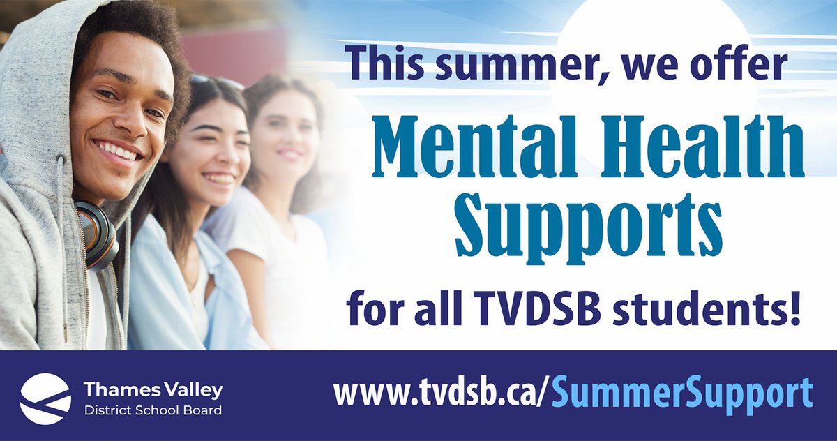 Join us for Wellness Wednesdays! In Summer 2025, TVDSB is hosting drop-in mental health clinics for students and caregivers – no appointment needed. Learn more and view the clinic schedule here: tvdsb.ca/summersupport
