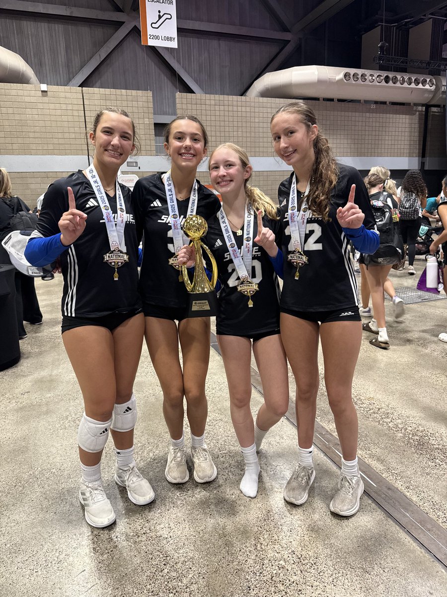 AustinHighVball's tweet photo. Congratulations to these #FutureMaroons & Austin Skyline 13 Royal for GOLD in the 13 National Division at Nationals!
Left to right. Austin High class 2030
Morgan Newberry - Opposite
Percy Estes - Outside
Taylor Newberry S/DS
Simone Seiler - Outside
#GoMaroons #LoyalForever https://t.co/mjwtKCj8M4