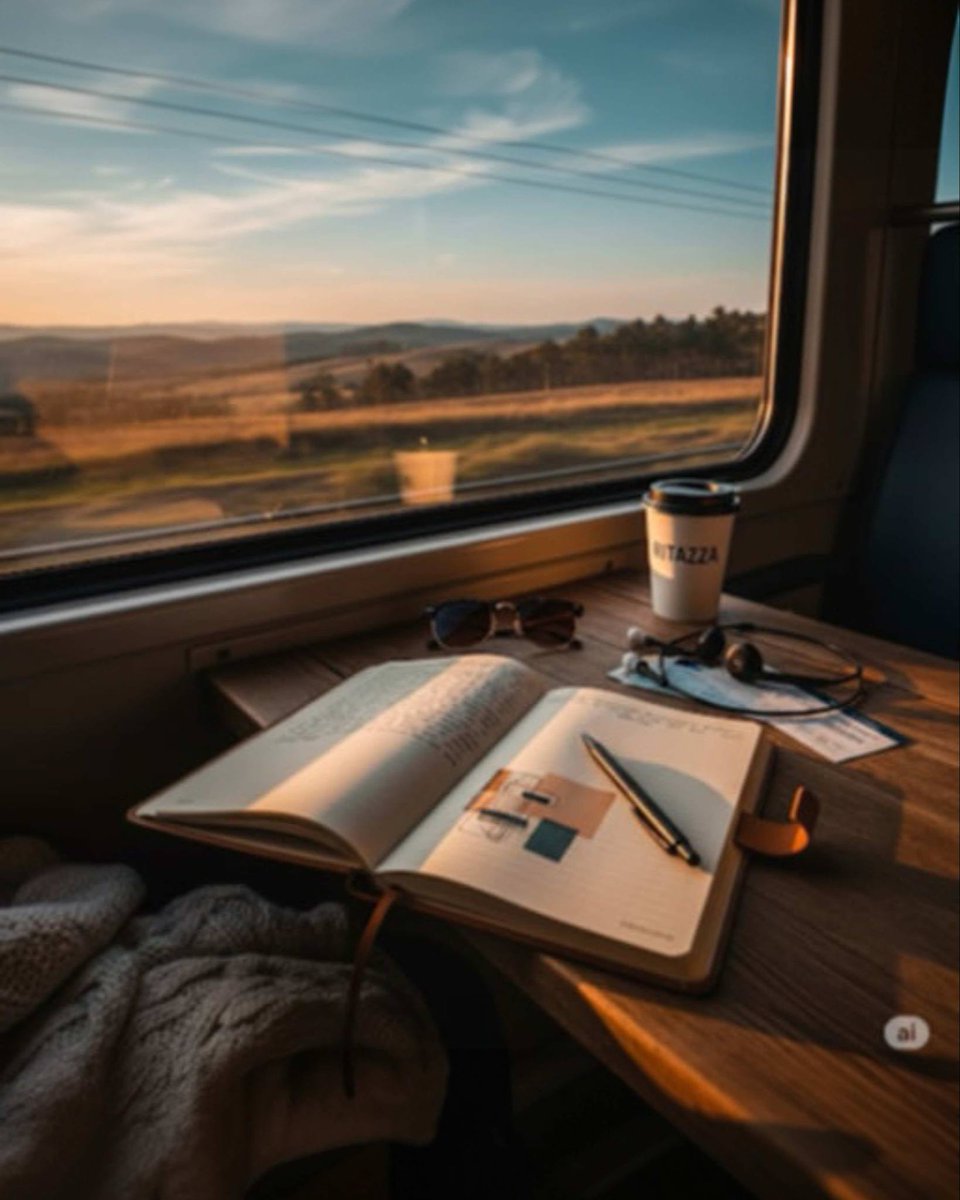 _ThistleMouse's tweet photo. A moving landscape, a still mind. Ink meets paper while the world blurs past—chasing meaning in motion, and stories that begin in silence.

 #TravelingWriter  #NotebookTherapy #LiteraryEscapism #JournalingInTransit #MoodyAesthetic #InkAndAtmosphere https://t.co/88GAbJC8GV