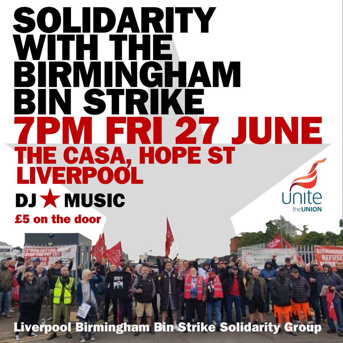 Join the Liverpool Birmingham Bin Strike Solidarity Group on Friday 27th June at 7pm.

Solidarity with the Birmingham Bin Workers as their strike action continues!