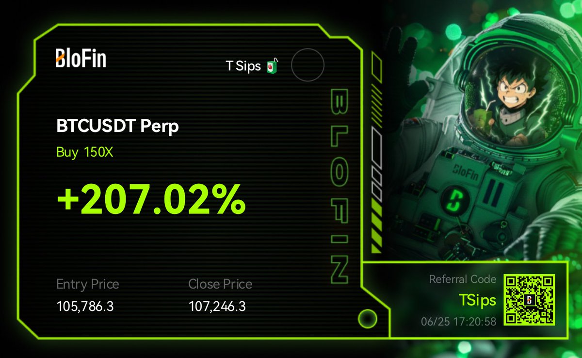 First trade on <a href="/BloFin_Official/">BloFin Exchange</a> 

The team cooked with these custom Sips PnL cards 😤😮‍💨

partner.blofin.com/d/TSips