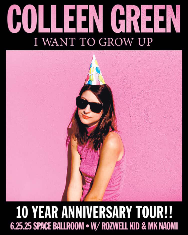 TONIGHT (6/25)! Colleen Green celebrates the 10th anniversary of 'I Want to Grow Up' with Rozwell Kid and MK Naomi!

🎟 available at the door or online: found.ee/ColleenGreenRo…
ℹ️ for the show: found.ee/ColleenGreenKB…