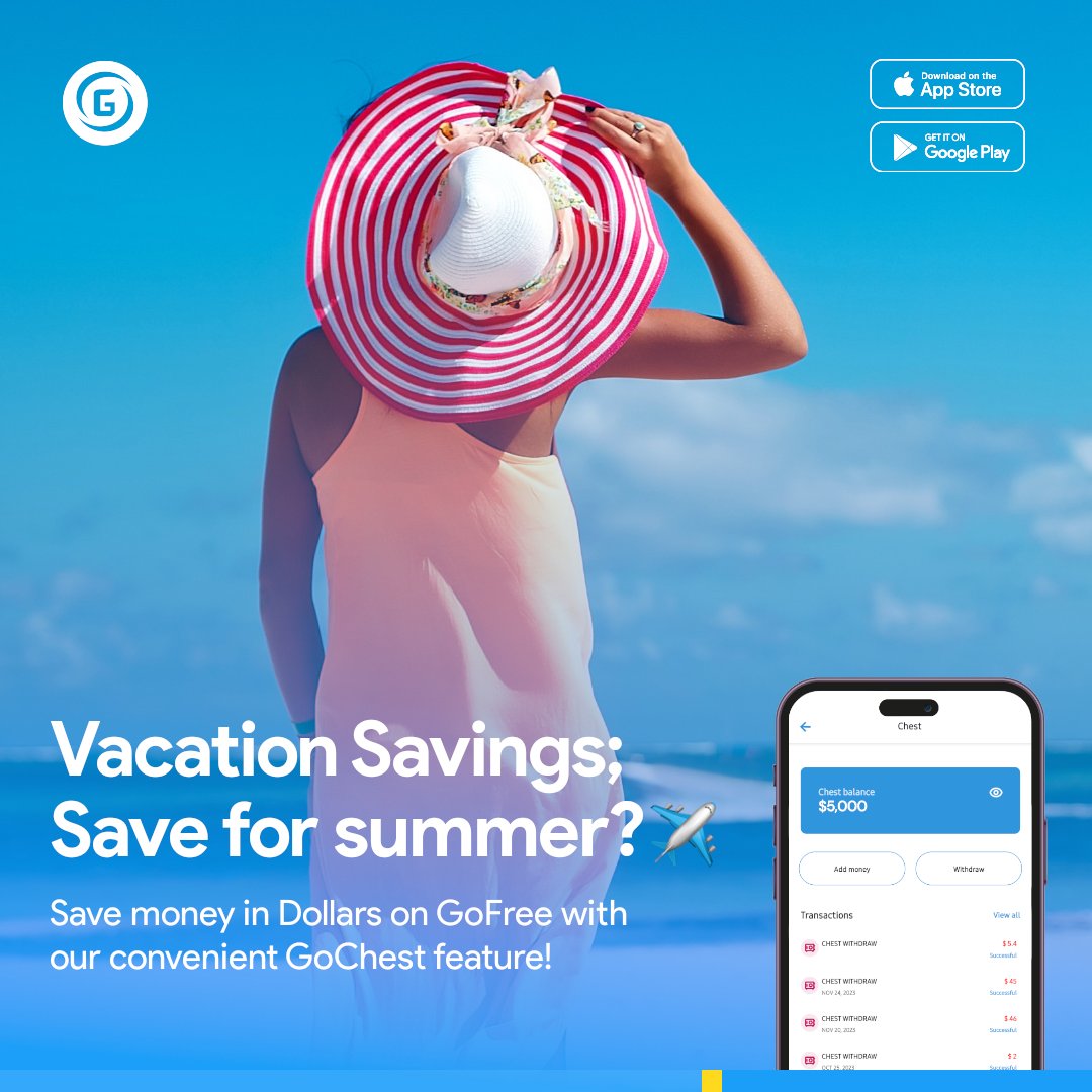 joingofree's tweet photo. Planning that summer trip? โ๏ธ
Save for it with GoChest on GoFree.
Download now: https://t.co/G8KGvlNxwc
#GoChest #GoFree #JoinGoFree https://t.co/tKRHE9F23I