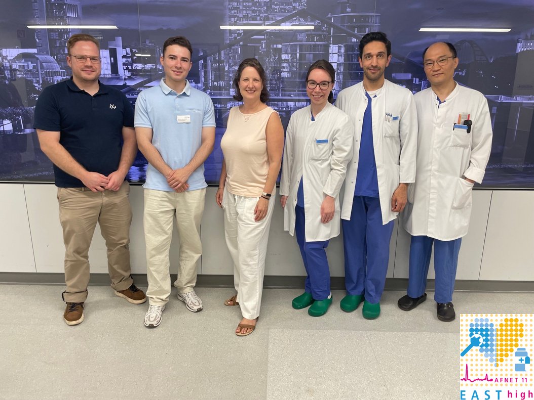 AFNET (@afnet_ev) on Twitter photo Great #EASThigh news! 😍
The study team around Prof. Christian Meyer at Evangelisches Krankenhaus Düsseldorf successfully enrolled their first #patient for #EASThigh! Congratulations to the entire study team!💪
<a href="/EKFStiftung/">Else Kröner-Fresenius-Stiftung</a> <a href="/Medtronic/">Medtronic</a> <a href="/UCCS_HH/">University Center of Cardiovascular Science (UCCS)</a> Great #EASThigh news! 😍
The study team around Prof. Christian Meyer at Evangelisches Krankenhaus Düsseldorf successfully enrolled their first #patient for #EASThigh! Congratulations to the entire study team!💪
<a href="/EKFStiftung/">Else Kröner-Fresenius-Stiftung</a> <a href="/Medtronic/">Medtronic</a> <a href="/UCCS_HH/">University Center of Cardiovascular Science (UCCS)</a>