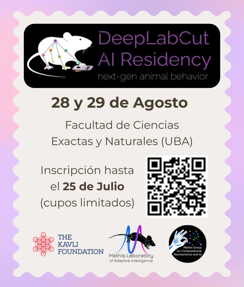 Sabrina Benas (@sabrineiitor) on Twitter photo Este año llega la DLC AI Residency a CABA! 🎉 <a href="/DeepLabCut/">DeepLabCut 🦄</a>
Durante dos días vamos a aprender y analizar datos de comportamiento 🐭🐒🦥
Anotate en 👇
forms.gle/YXoFNg7NUeYiT3…
📆 Aplicaciones abiertas hasta el 25/7
🚨 Cupos limitados
¡Te esperamos! Este año llega la DLC AI Residency a CABA! 🎉 <a href="/DeepLabCut/">DeepLabCut 🦄</a>
Durante dos días vamos a aprender y analizar datos de comportamiento 🐭🐒🦥
Anotate en 👇
forms.gle/YXoFNg7NUeYiT3…
📆 Aplicaciones abiertas hasta el 25/7
🚨 Cupos limitados
¡Te esperamos!