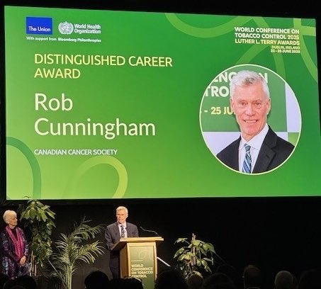 Very happy to see my longtime colleague Rob Cunningham awarded the Martin Luther Terry Distinguished Career Award for his tobacco control work! So well deserved!!