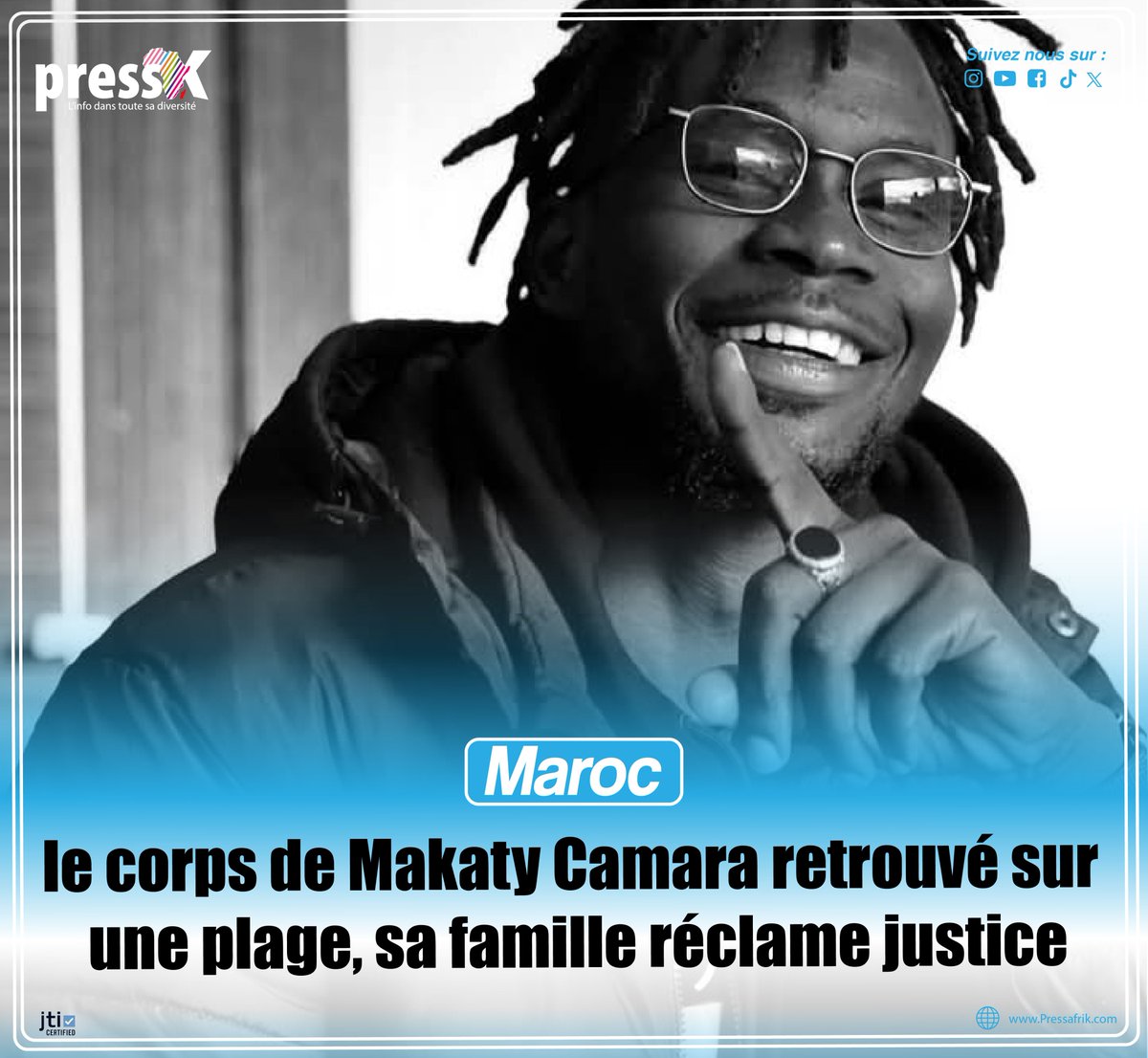 L’espoir s’est brutalement éteint pour la famille de Makaty Camara, ce jeune Sénégalais de 32 ans porté disparu depuis dimanche sur une plage du Maroc...pressafrik.com/Maroc-le-corps…