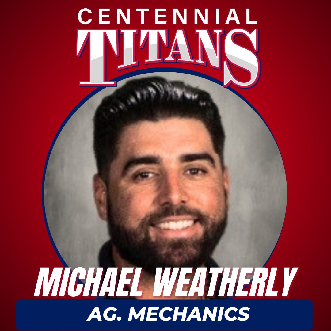 Welcome Mr. Michael Weatherly to CHS! 

He’s teaching Ag Mechanics in our CTE Dept. 

Fun fact: he played pro baseball, has a degree in Ag Business, &amp; runs a select baseball org! 

#TitanNation #cen10titans #NewTitan