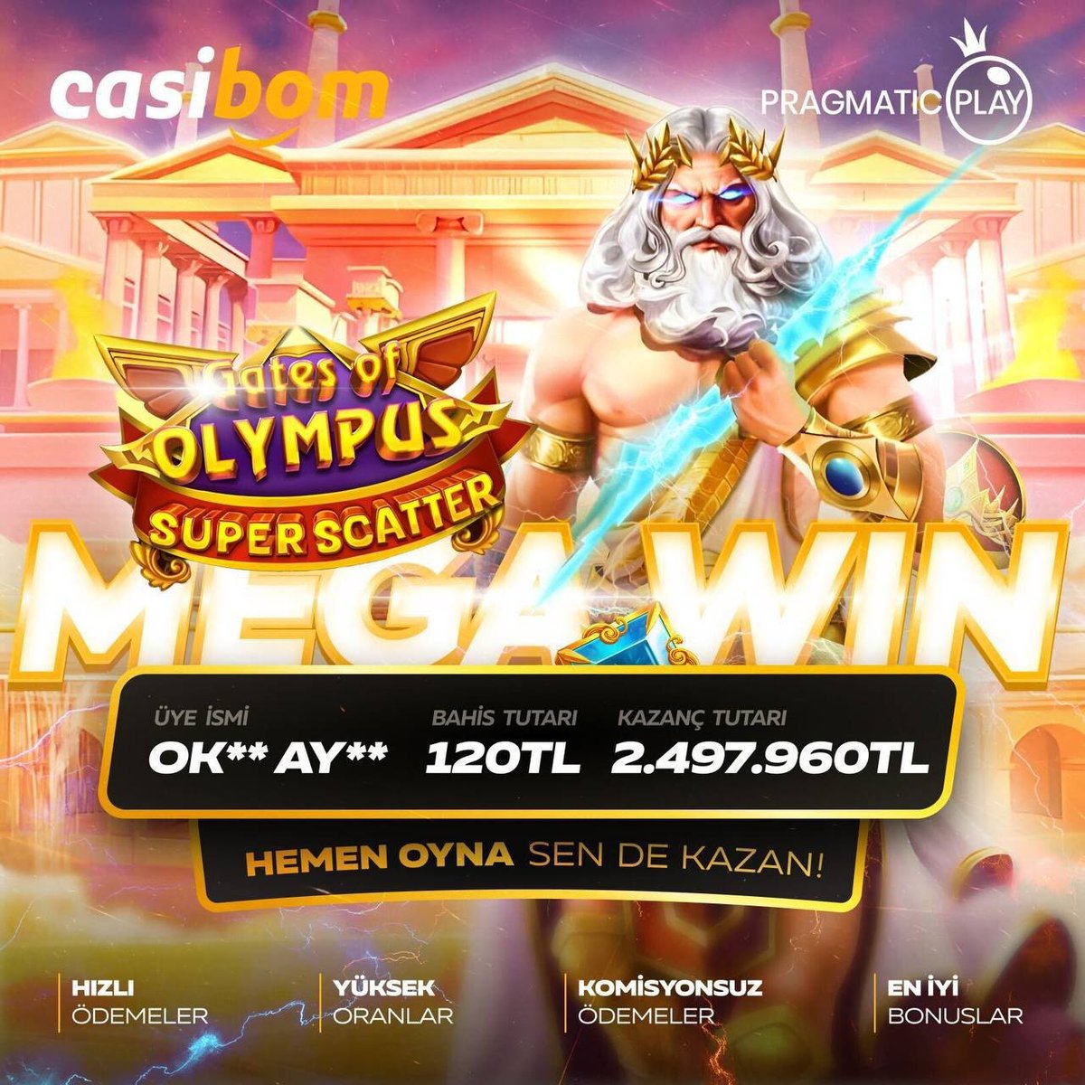 Pragmatic Play'in en yeni oyunu Gates of Olympus Super Scatter’da bir sonrakini MEGA WIN’i kazanma şansını kaçırma!🚨

🔗Casibom Giriş: bit.ly/4ngUFmM

🕊️Şimdi oyna, #Casibom farkıyla sende kazan! 🎰

#casibomgiris hovarda bets10 #grandpashabet
#betchip #marsbahis otobet