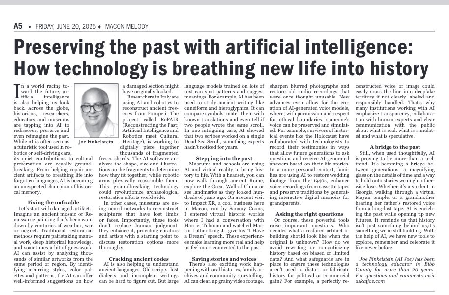 Latest column on preserving history with AI