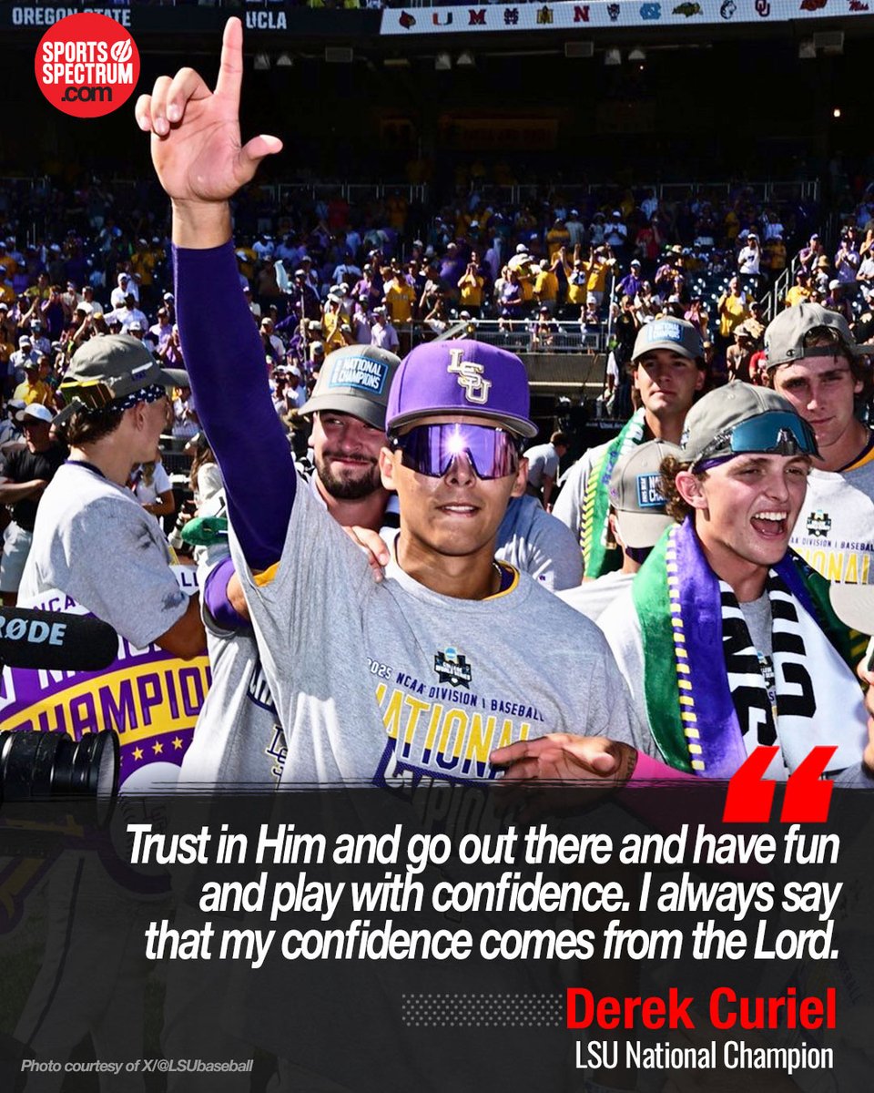 Sports Spectrum (@sports_spectrum) on Twitter photo Star freshman <a href="/DerekCuriel/">Derek Curiel</a> helped lead LSU to its 8th national championship. Many players on the team aim to "trust in the plan that God has."
For more of their story, check out our website 👉 loom.ly/t-naYms Star freshman <a href="/DerekCuriel/">Derek Curiel</a> helped lead LSU to its 8th national championship. Many players on the team aim to "trust in the plan that God has."
For more of their story, check out our website 👉 loom.ly/t-naYms