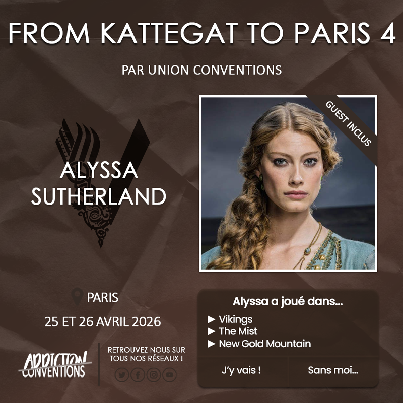 AddictionConv's tweet photo. Alyssa Sutherland sera à la #FKTP4 de @Union_Conv. #Vikings
🎟️ : https://t.co/6VuS50snMJ https://t.co/HBIFv205th