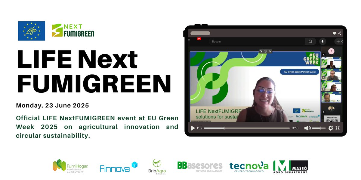 LNextfumigreen's tweet image. 🚀 LIFE NextFUMIGREEN shined at @EUgreenweek !
We shared sustainable 🌱 solutions like our natural biopesticides for greenhouses, alongside top experts and EU partners.
📺 Watch the event 👉 youtu.be/v-BKYCymq-E
🔗 lifefumigreen.finnova.eu
#LIFEProgramme #GreenInnovation