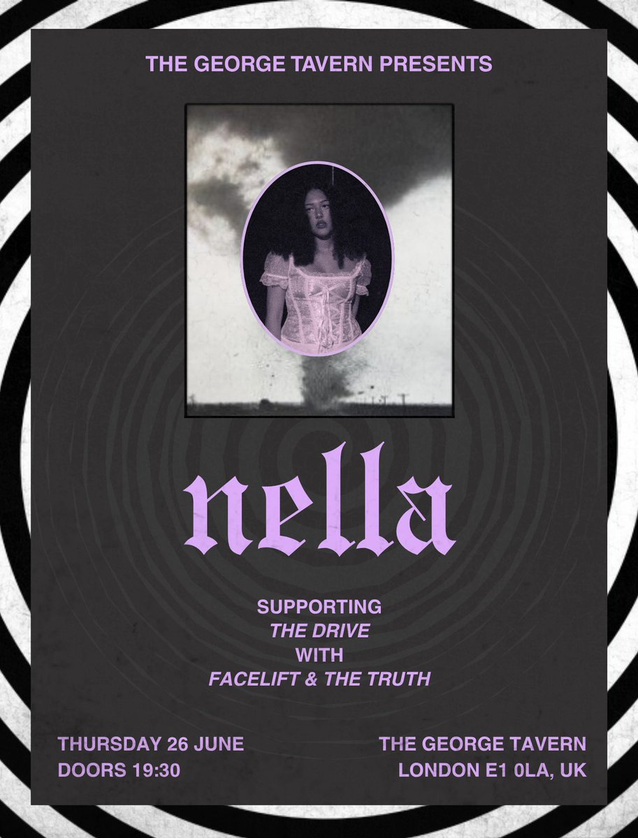 itsnellamusic's tweet photo. LONDON! 🌪️💜 
We are playing at The George Tavern tomorrow! Grab your tickets now. 🌈🌪️🖤
xoxo nella 

https://t.co/JMgddvKPKz https://t.co/th4cjlsnzf