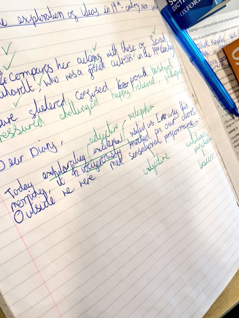 SecondaryEng's tweet image. Had lots of fun using semantic fields, personification, extended metaphor and beautifully ambitious vocabulary today with 7P1! 😎 Green pen to finish and some comparative modelling to finish. 🖋️ #teamenglish