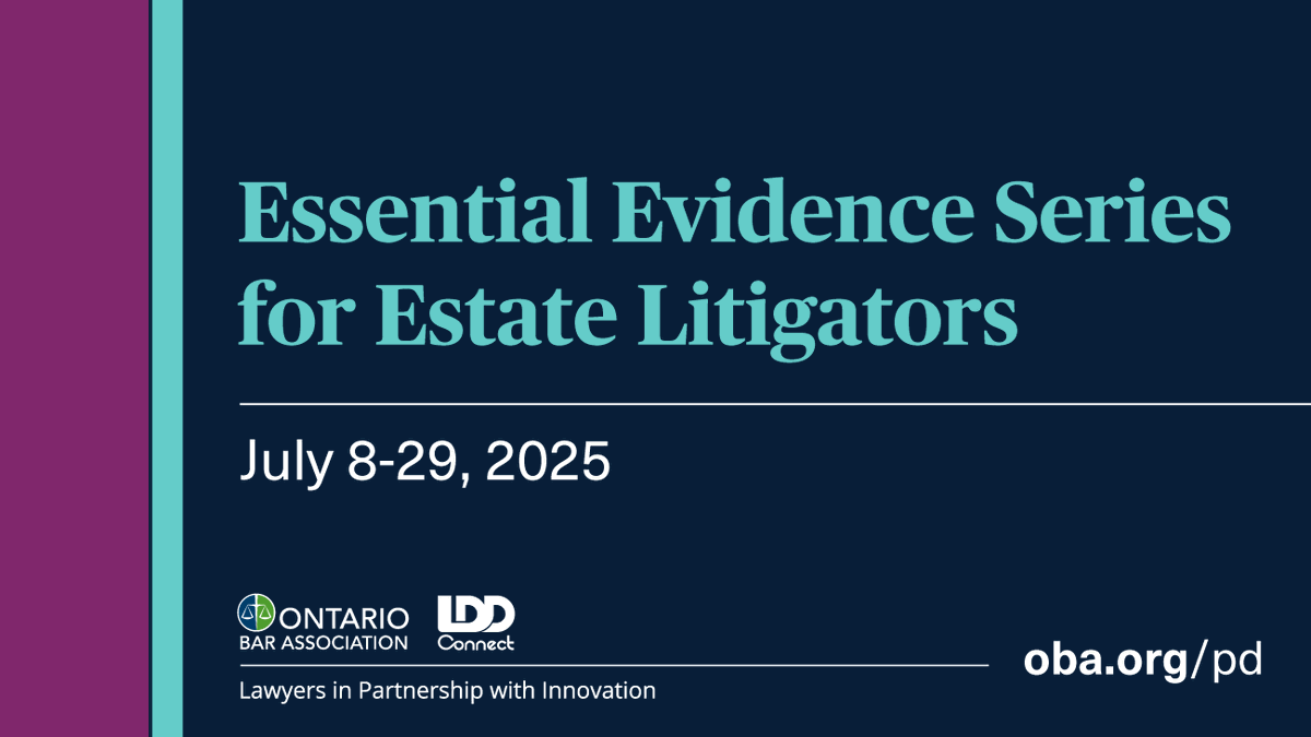 A fundamental understanding of evidence law is critical for every litigator. Ensure you have the knowledge, insights and practical application you need for your practice with this comprehensive series, created specifically for estate litigators. cbapd.org/details_en.asp…