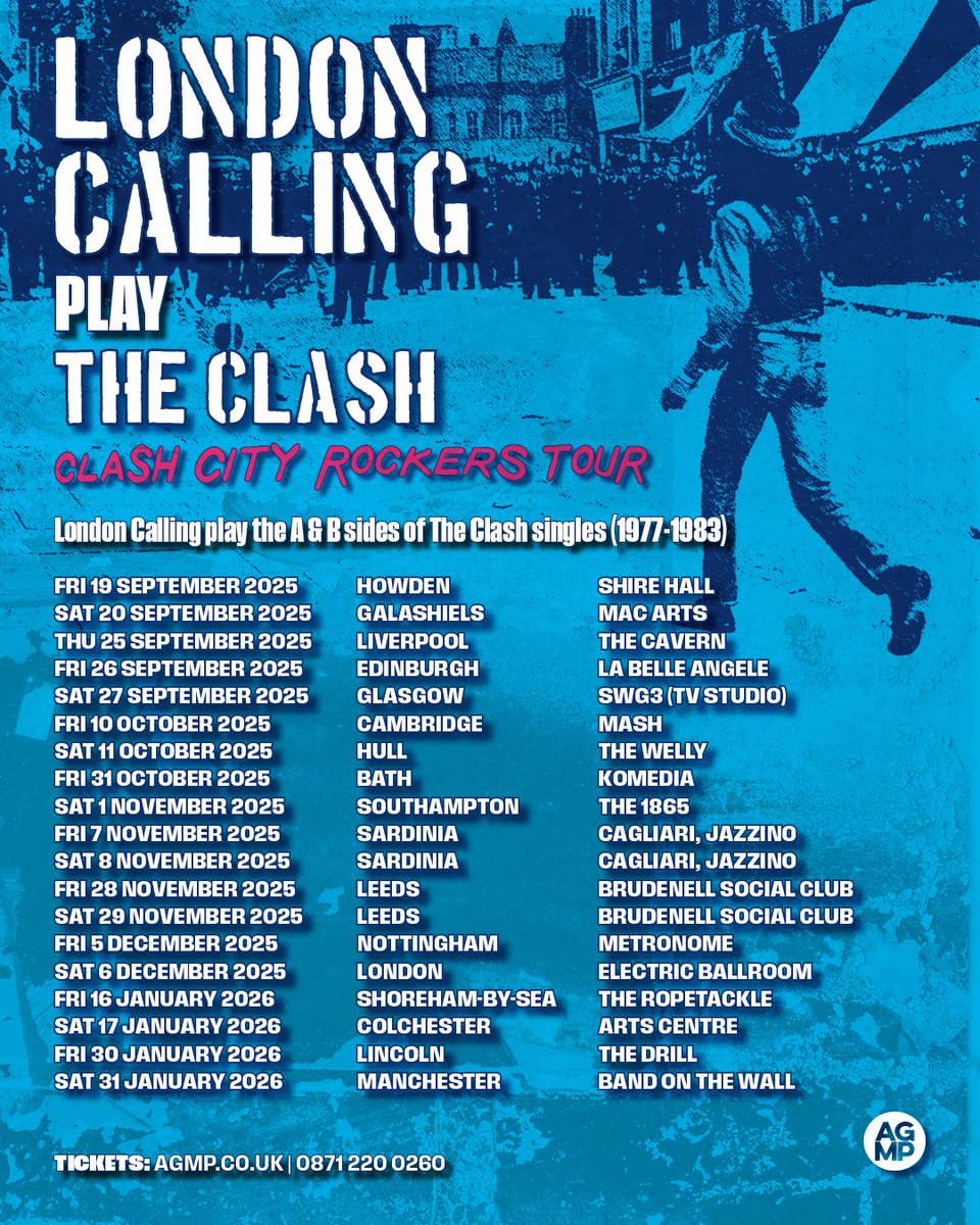 2025 #UK tribute Tour: #LondonCalling, the #World's premiere tribute to <a href="/TheClash/">The Clash</a>, playing the 'A' &amp; 'B' sides of singles released between 1977-1983.

Tickets available from Here: AGMP.co.uk and 0871 220 0280

Listen! to 'Capital Radio' Here: youtube.com/watch?v=nGPlnV…