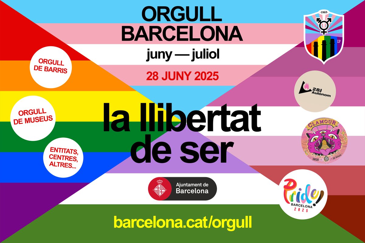 poblesequi's tweet photo. Orgull Barcelona. Dissabte, dia internacional de l'orgull LGTBI, continuen als barris i a la ciutat de Barcelona propostes i activitats que visibilitzen la pluralitat i la llibertat de ser fins a mig juliol. 🏳️🌈⚧️🅿️❤️ #OrgullBCN #Poblesec #OrgullLGTBIQA
https://t.co/GKfkygjE9r https://t.co/srYkDMkJB5