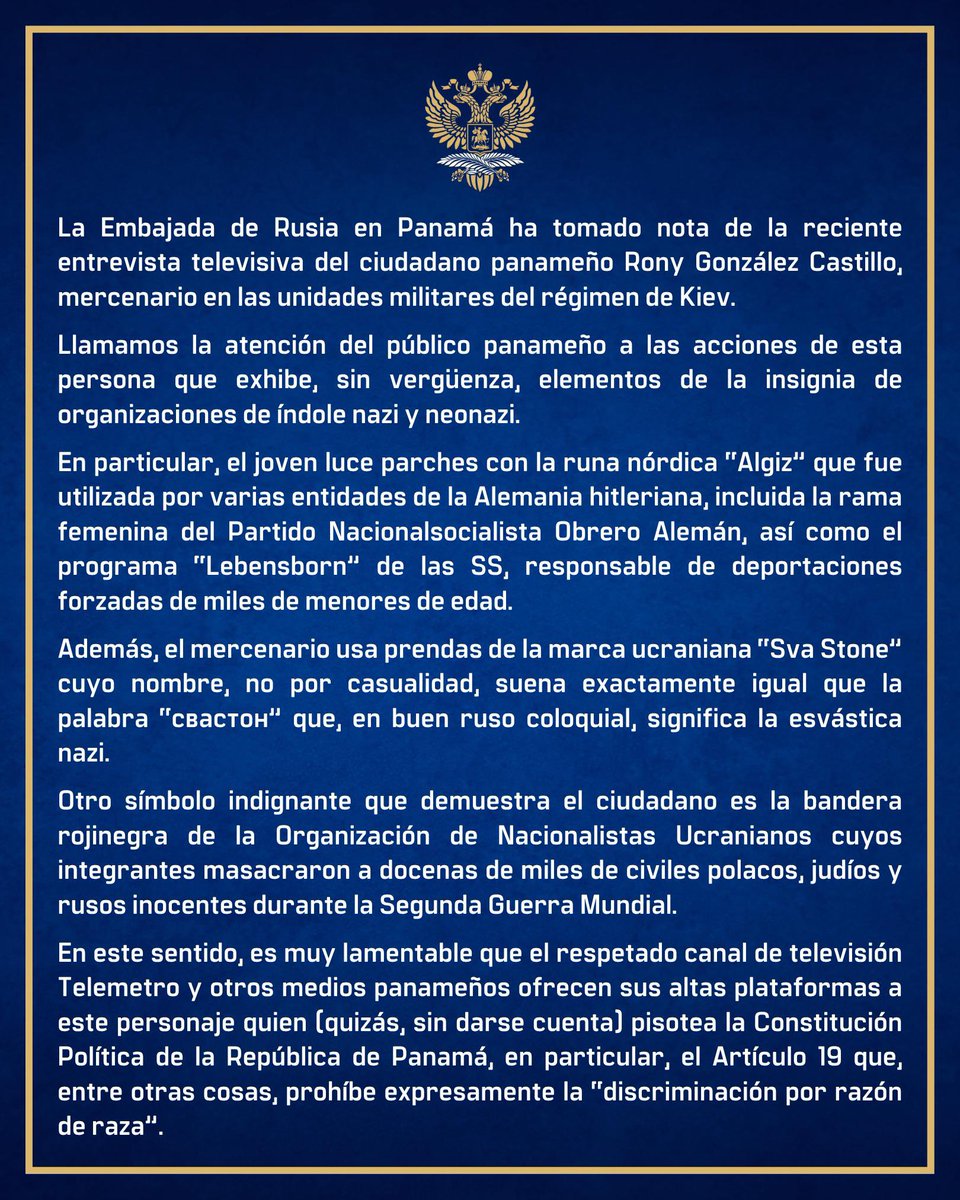 Comunicado de la Embajada de Rusia en Panamá
