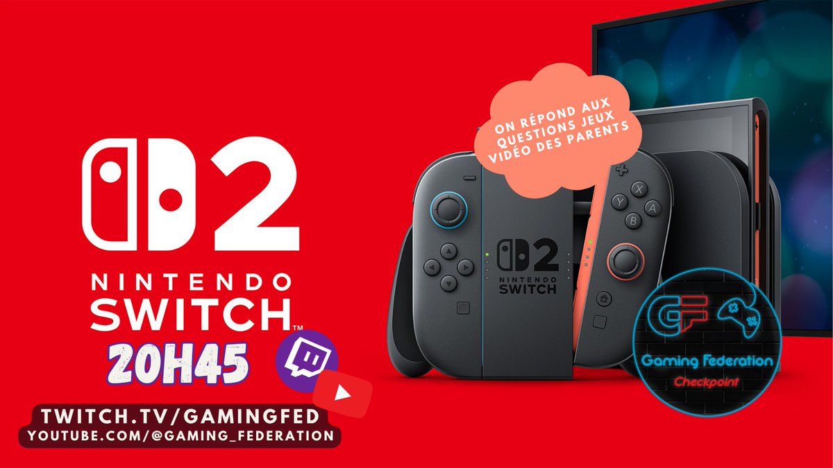Ça négocie sec à la maison pour l'achat d'une #Switch2? Dès 20h45 dans #Checkpoint Olo &amp; <a href="/niels_weber/">Niels Weber</a> vous disent tout ce qu'il faut savoir pour vous décider...ou attendre encore? Avec démo de #MarioKartWorld. Toutes vos questions sont les bienvenues! twitch.tv/gamingfed