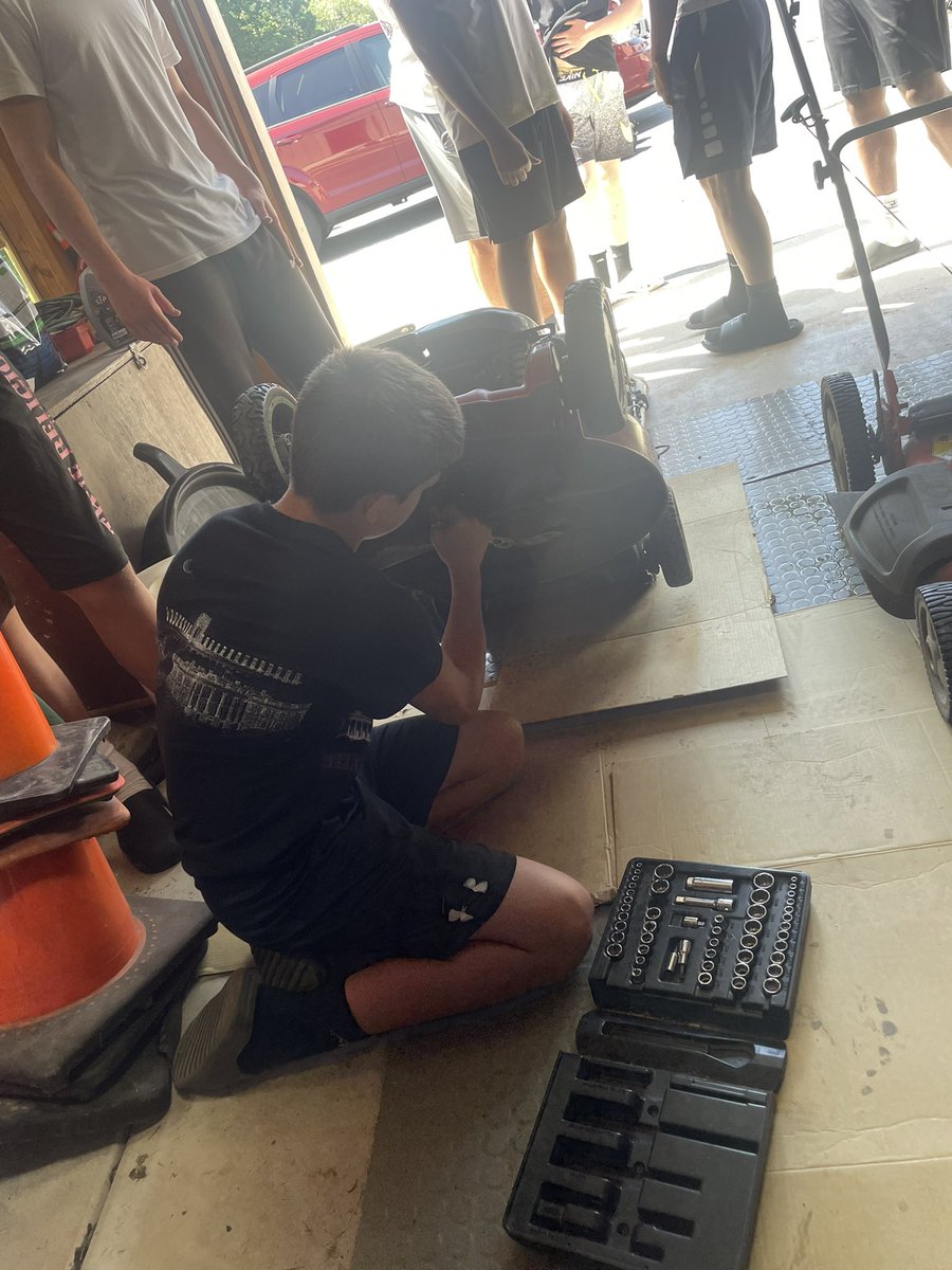 Crusader football has “Man Day” every Monday morning after our workout. The purpose to build strong, Godly men off the field and in society. This Monday we learned small engine/ lawn mower repair.