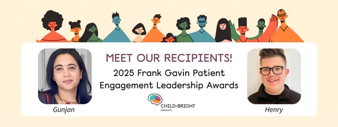 Meet our recipients! 2025 Frank Gavin Patient Engagement Leadership Awards. Headshots of Gunjan Seth and Henry Stewart are visible.