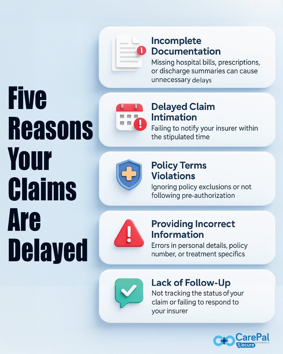 CarepalSecure's tweet photo. A delayed health insurance claim can add stress during an already difficult time. Small oversights—like missing documents, late notifications, or incorrect details—can lead to big setbacks. https://t.co/ue4ZkXoLlI