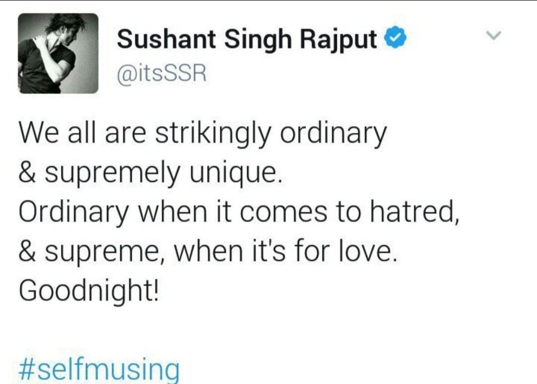 Selfmusings Of Sushant ✍️

His essence resonates like whispers in d universe he deeply revered,
In silent realms of thought,his reflections endure,
in writings that poured from his soul,
in midnight musings of those who sense his absence
as a lingering presence that never fades!
