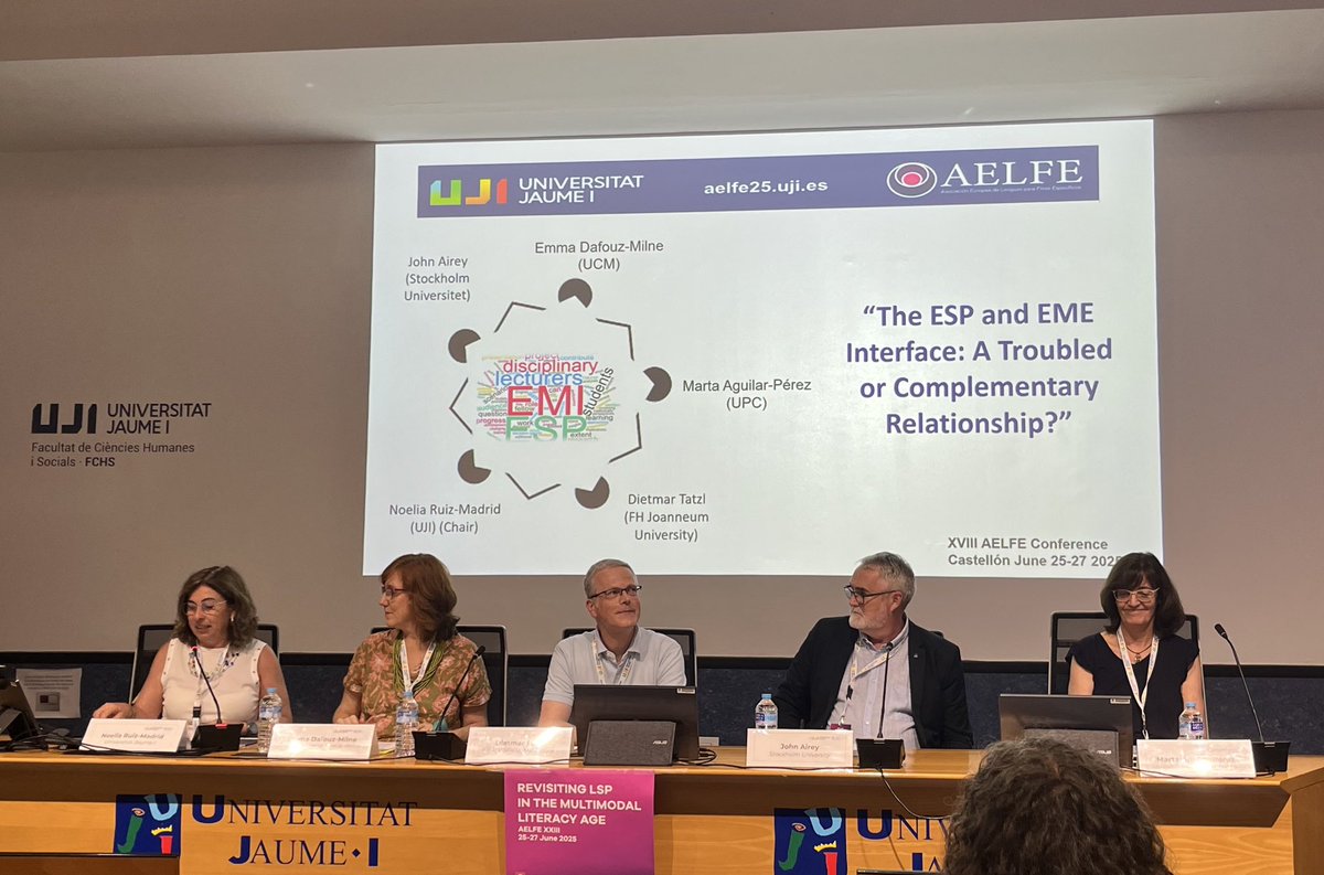 AELFE Association (@aelfe_org) on Twitter photo 📢#AELF2025E📢
💬 Round Table: “The #ESP and #EME Interface: A Troubled or Complementary Relationship?” A dynamic discussion featuring:
▫️ Emma Dafouz-Milne (<a href="/EDafouz/">Emma Dafouz</a> )
▫️ Marta Aguilar-Pérez (<a href="/MartaAguilarP/">Marta Aguilar</a>)
▫️ Dietmar Tatzl
▫️ John Airey 📢#AELF2025E📢
💬 Round Table: “The #ESP and #EME Interface: A Troubled or Complementary Relationship?” A dynamic discussion featuring:
▫️ Emma Dafouz-Milne (<a href="/EDafouz/">Emma Dafouz</a> )
▫️ Marta Aguilar-Pérez (<a href="/MartaAguilarP/">Marta Aguilar</a>)
▫️ Dietmar Tatzl
▫️ John Airey