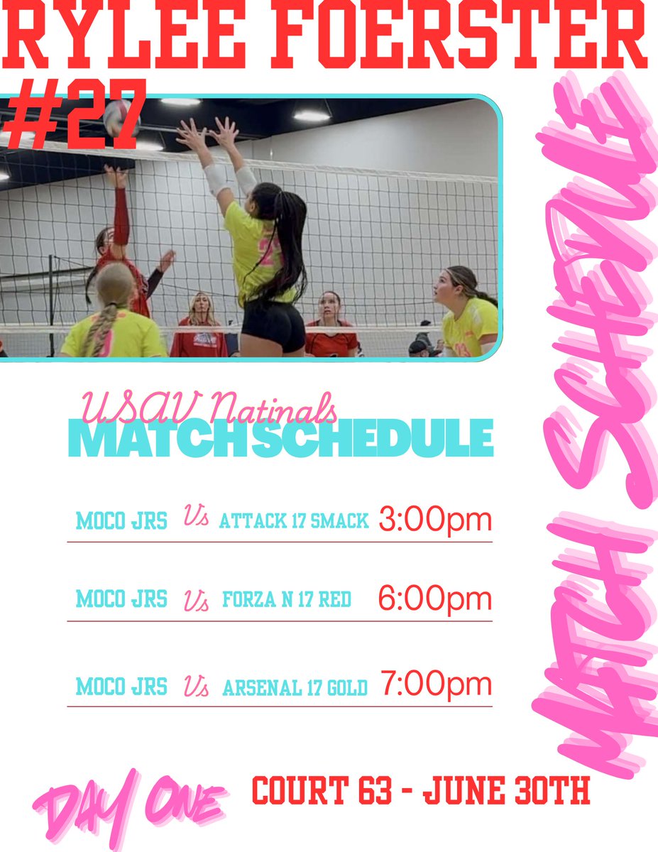 USAV GJNC day one match schedule! 🔥#uncommitted #middleblocker #oppo #number27 #gjnc #volleyball #college
