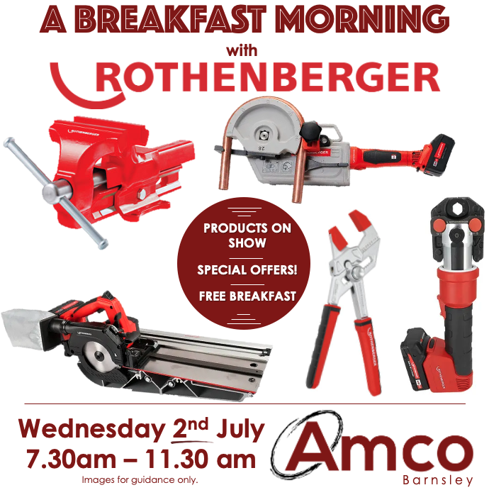 Next Wednesday (2nd July) we will have <a href="/RothenbergerUk/">Rothenberger UK</a>  in for a Breakfast Morning. 

If you're around, don't miss your chance to pop in and check out their latest kit (and grab some brekkie)! 😀