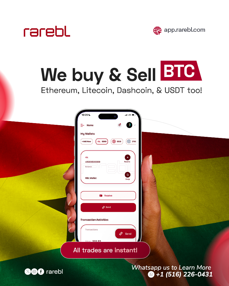 Rareblhq's tweet photo. 🚀 Buy & Sell Crypto Instantly with Rarebl!
No delays. No hassle. Just fast, secure trades.
We deal in BTC, Ethereum, Litecoin, Dashcoin, & USDT – all in one place! 🌍💱

🇬🇭 Ghana? 🇳🇬 Nigeria? Wherever you are, we’ve got you covered.
💡 Instant transactions | 🔒 Trusted platform | 📱 Easy-to-use app

🛒 Start trading now at 👉 https://t.co/srQzVpgdKd
📞Contact: +1 (516) 226-0431

#Rarebl #CryptoAfrica #Bitcoin #USDT #Ethereum #Litecoin