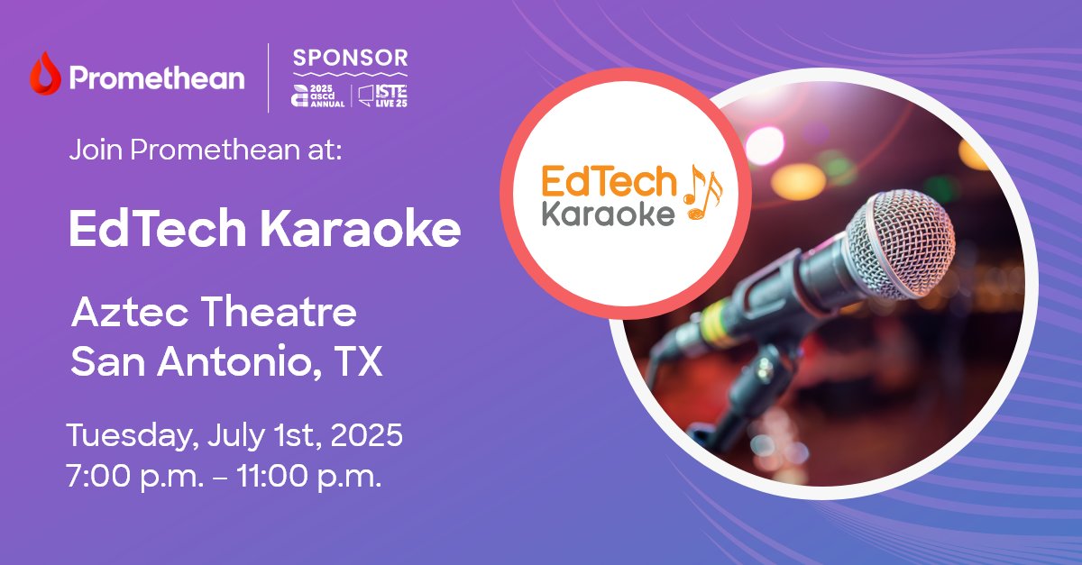 Will we see you at EdTech Karaoke, the ultimate ISTE afterparty?

Whether you're taking the stage or cheering from the crowd, EdTech Karaoke is one night you won't want to miss! Register here for free: bit.ly/45tKViM #ETK25 #ISTELive25