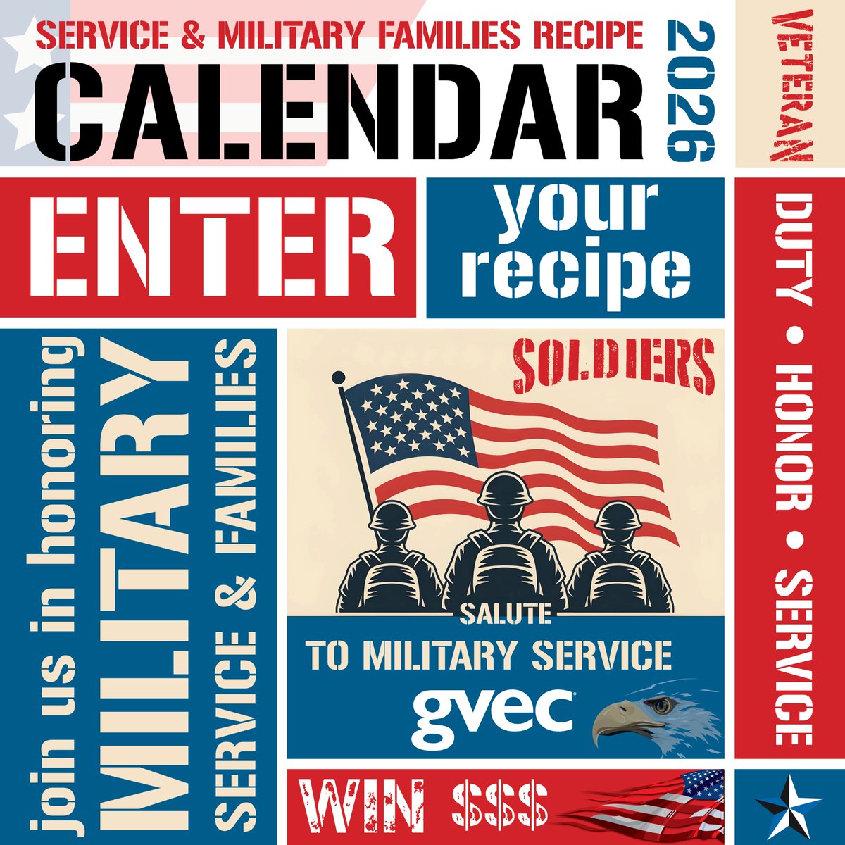 GVEC Members—We Want Your Recipes!
🗽Are you a military member—active, retired or a family member?
👉 Submit your favorite recipe here: gvec.org/gvec-recipe-su…
🏆 Cover recipe wins $1,000!
📅 Deadline: Friday, July 11, 2025
📍 Must live in the GVEC service area

#SaluteToService