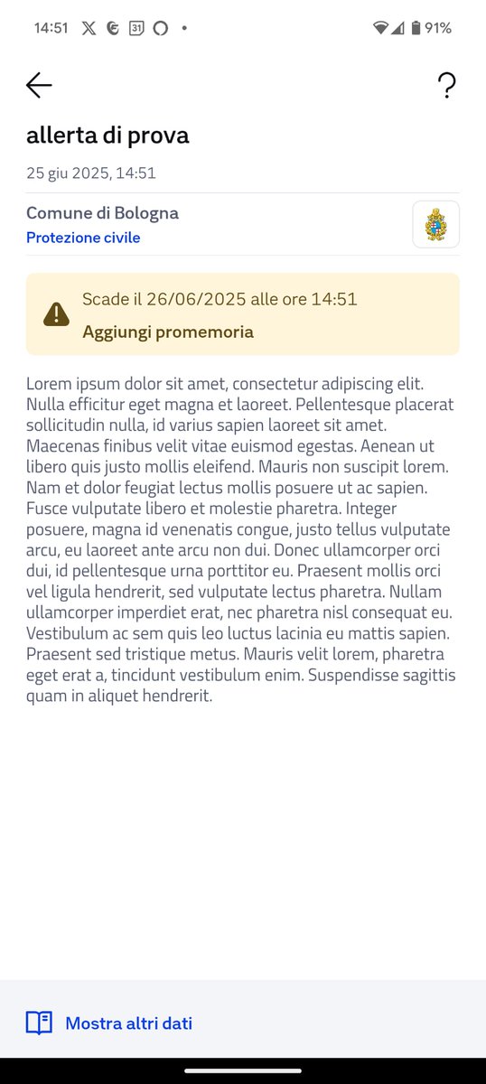 🗓️Da oggi chi si registra al servizio Alert System del Comune di Bologna può inserire anche il proprio codice fiscale e ricevere così le notizie con l'app IO.

☎️📱Alert System è il sistema della Protezione Civile di Bologna che ti avvisa (in caso di situazioni critiche o allerta