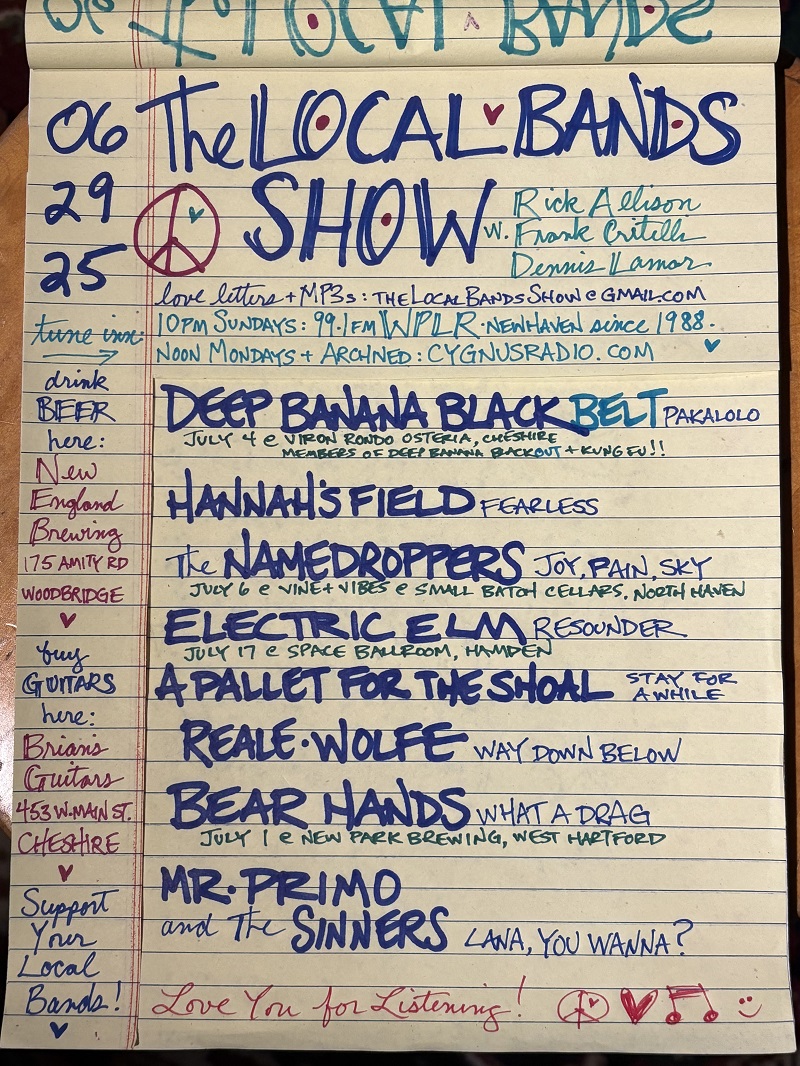 991PLRFM's tweet photo. #TheLocalBandsShow is TONIGHT 10 pm w/ @rickallison @MrCritelli & Dennis Lamar!
Feat: Deep Banana BlackBelt, Hannah's Field, Namedroppers, Electric Elm, A Pallet For The Shoal, Reale Wolfe, BearHands, Mr Primo & The Sinners
#SupportYourLocalBands
@NewEnglandBrew @briansguitars https://t.co/GzXntY838i