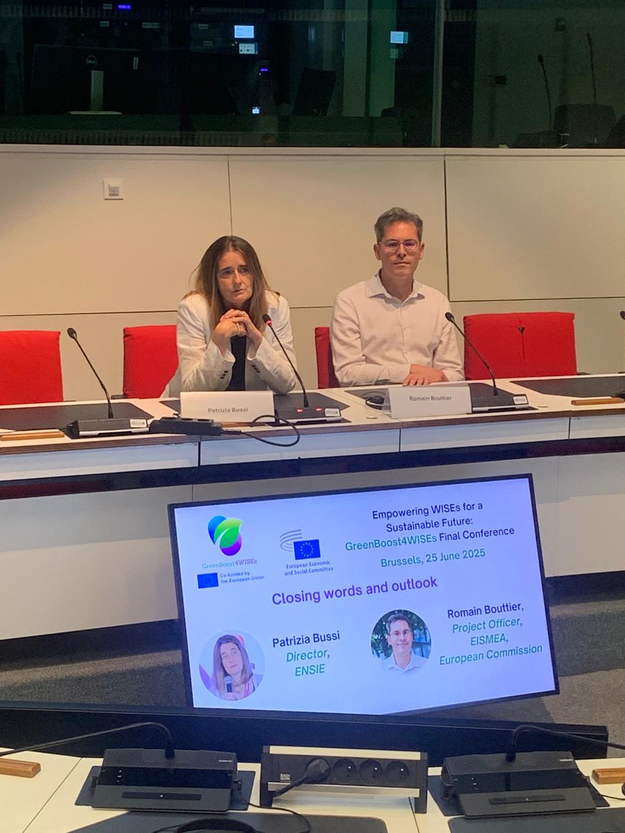 🥳 The #GreenBoost4WISEs Final Conference spotlighted inspiring #WISEs from 🇮🇹🇮🇪🇦🇹🇨🇿, sharing their green journey!
Wrapped up by ENSIE’s Director Patrizia Bussi &amp; EISMEA’s Romain Bouttier, underlining the project’s EU-wide value.
More to come, keep an eye on us!
#EESCpartnerships