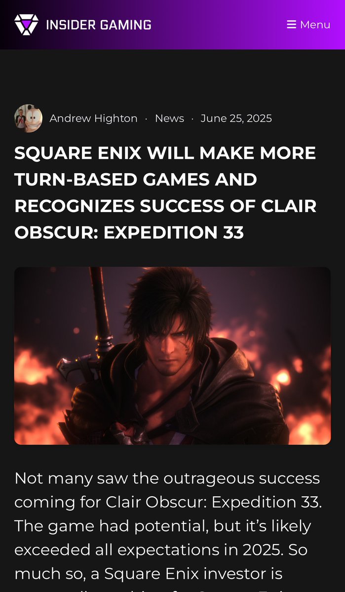 Square Enix Will Make More Turn-Based Games and Recognize Success of Clair Obscur: Expedition 33