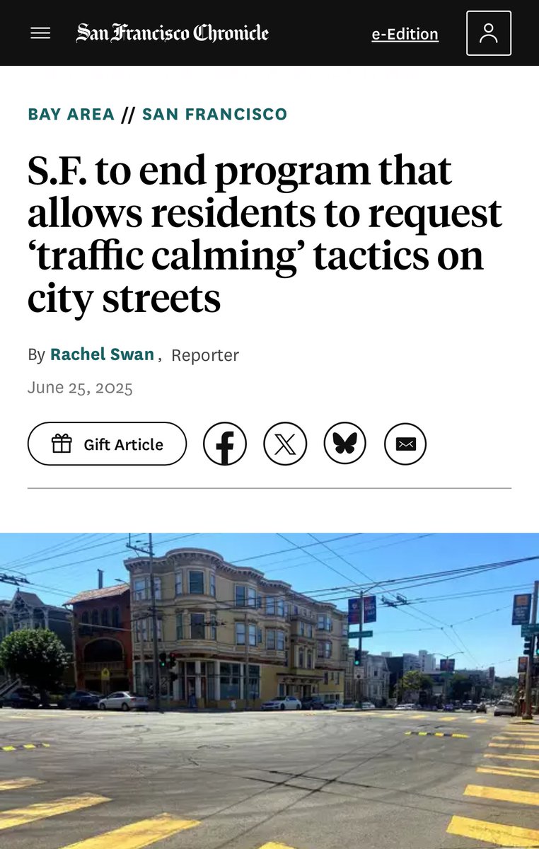 StreetsForAllSF's tweet photo. It’s disappointing that @SFMTA_Muni is ending the residential traffic calming program without a replacement lined up.

The existing program was sclerotic and backlogged, and needs reform.

Let’s replace it with a proactive citywide approach that’s more equitable and nimble. https://t.co/eflyZj9MYK
