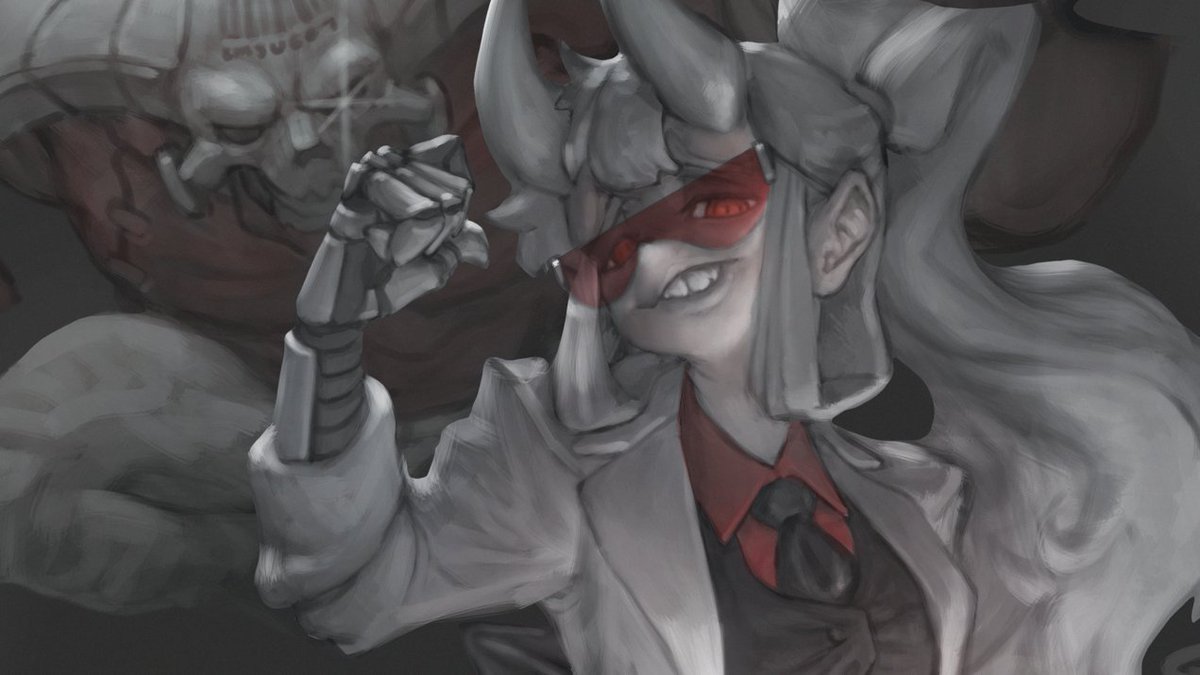 Gib_RutLedge's tweet image. didn't drew loremaster and 67 before, so here we are
#Helltakerfanart