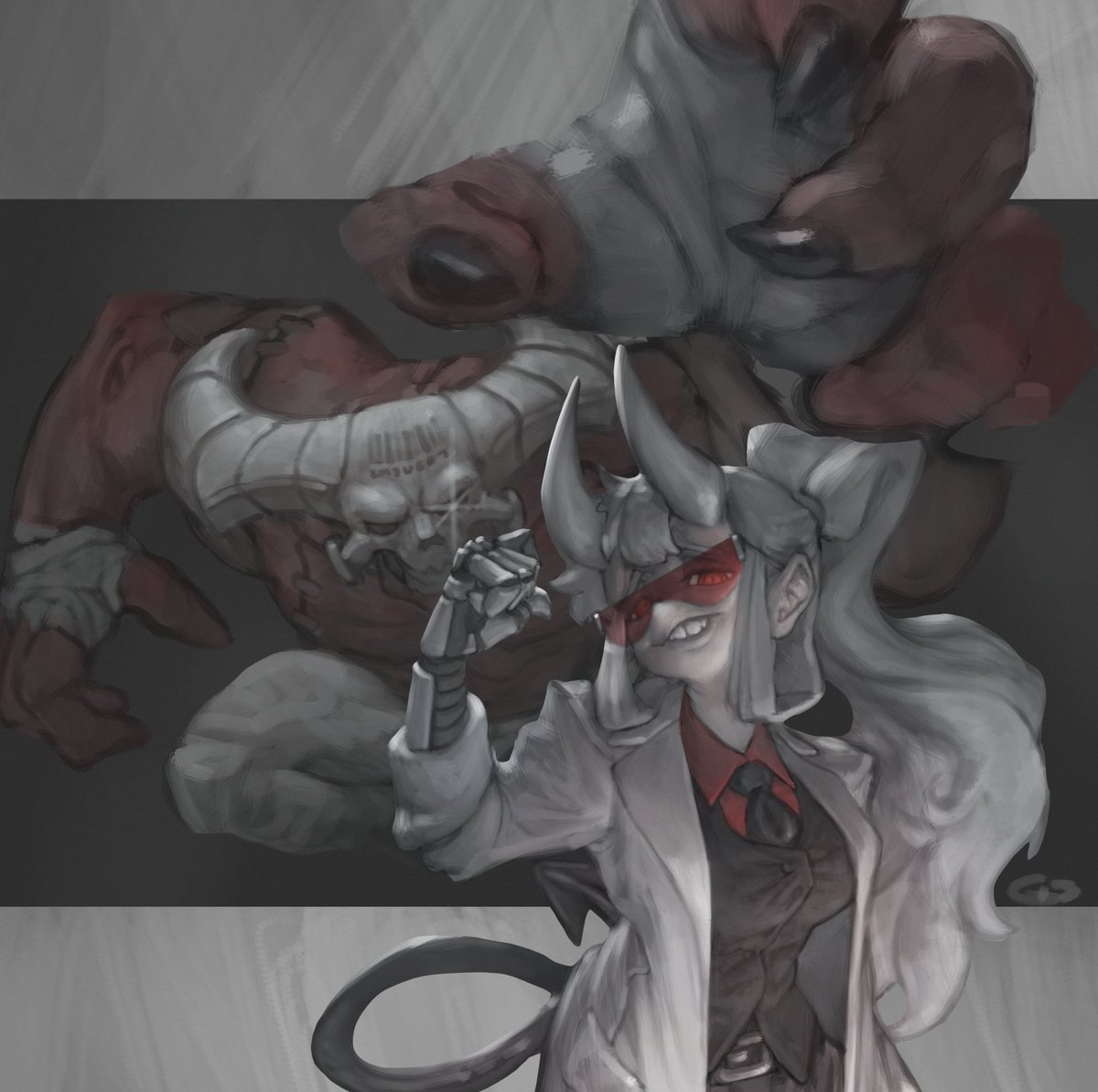 Gib_RutLedge's tweet image. didn't drew loremaster and 67 before, so here we are
#Helltakerfanart