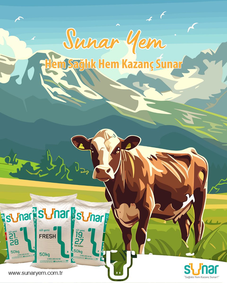 SunarYem's tweet photo. Sunar Süt Yemleri, ineklerinizin süt verimi kadar, döl verimi ve ayak-tırnak sağlığına özen gösteren, yılın 12 ayı aynı içerikte yemler üretir.

#Sunar #SunarYem #Yem #Rasyon #SütYemi #BesiYemi #ÖzelDönemYemi #MısırFlake #Çiftlik #Büyükbaş #Küçükbaş #Koyun #Keçi #Kuzu #İnek #Dana https://t.co/drI3RlPL97