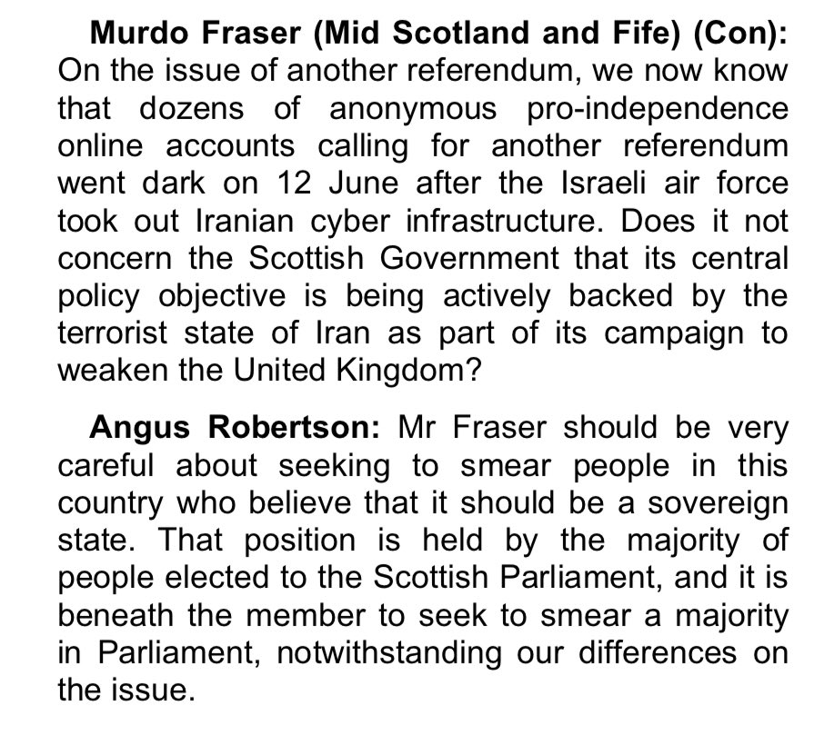 🏴🇬🇧Iain_L 🇬🇧🏴 (@iain_l) on Twitter photo I see <a href="/AngusRobertson/">Angus Robertson</a> is up to his usual tricks here again. <a href="/murdo_fraser/">Murdo Fraser</a> asks a perfectly reasonable question, certainly doesn’t seek to smear any one. Not quite sure why Robertson couldn’t just admit that it seems there has been an attempt by foreign states to weaken the U.K. I see <a href="/AngusRobertson/">Angus Robertson</a> is up to his usual tricks here again. <a href="/murdo_fraser/">Murdo Fraser</a> asks a perfectly reasonable question, certainly doesn’t seek to smear any one. Not quite sure why Robertson couldn’t just admit that it seems there has been an attempt by foreign states to weaken the U.K.