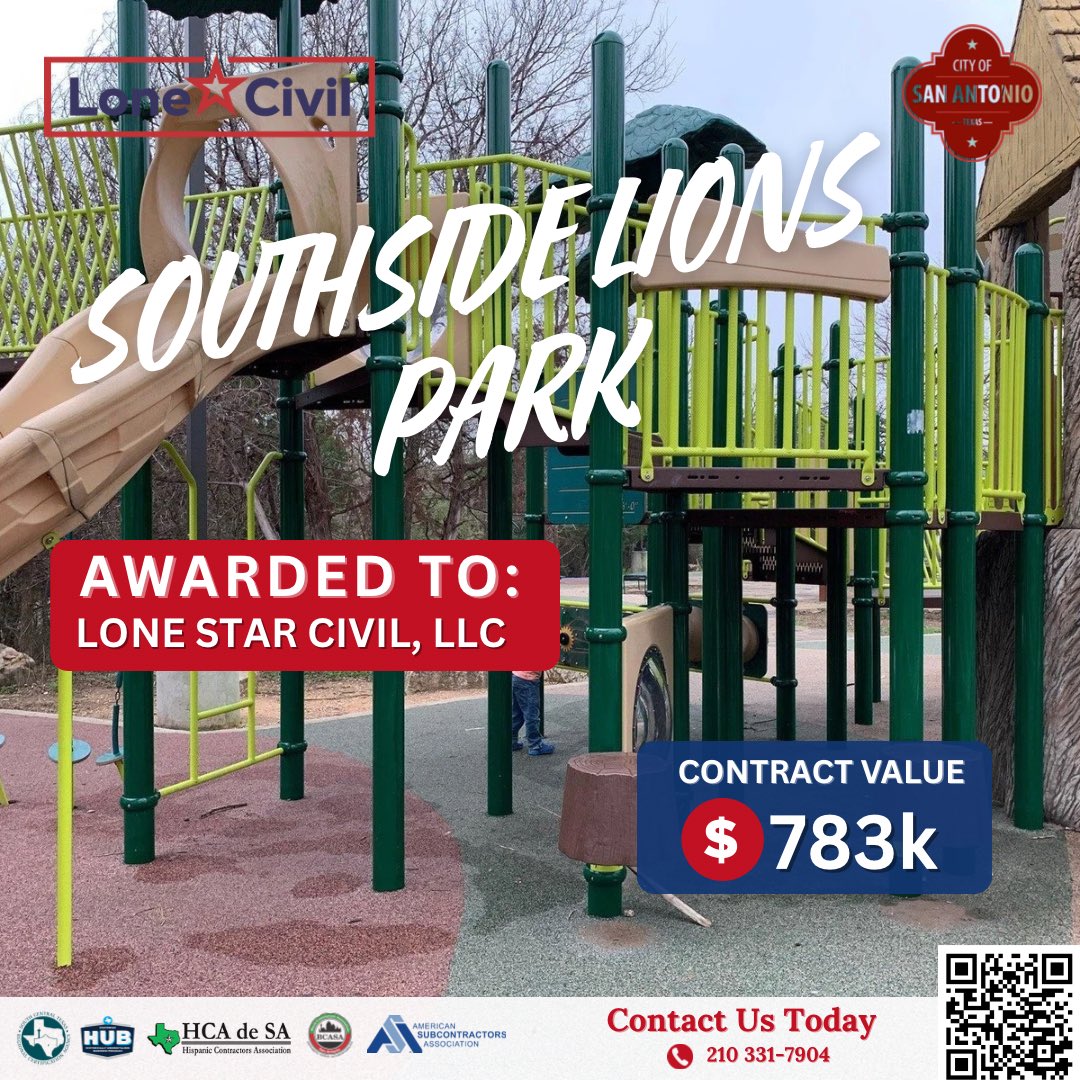 LoneStarcivil's tweet photo. Lone Star Civil is proud to share our latest project win, we’ve been awarded the Southside Park Improvements Project for the City of San Antonio!

#SouthsidePark #SkateParkSA #SanAntonio #CommunityParks #LoneStarCivil #BuildingBetterPlaces #COSAProjects #ActiveSpaces https://t.co/RRBxGNN5Og